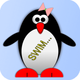 Penguen Esther. Yüzmeyi öğrenmek. Oyunu