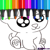 Sevimli Anime Hayvanlar Boyama Sayfaları Oyunu